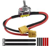 MKBKLLJY Toggle Switch with XT60 Adapter 15A 250V AC XT-60 Male Female Plug Large Current Electric Power On/Off 14AWG 30cm Soft Silicon Wire for Lipo Battery RC Airplane with Hook Loop Straps