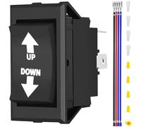 MKBKLLJY UP Down Momentary Reverse Polarity Switch DC 12V-24V 20A / AC 250V 15A DPDT RV Power Jack Switch 4Pin for 5th Wheel Tongue Trailer Stabilizer, with Terminal Wires Sheath Wiring Cap