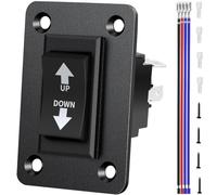 MKBKLLJY UP Down Momentary Reverse Polarity Switch DC 12V-24V 20A / AC 250V 15A DPDT RV Power Jack Switch 4Pin for 5th Wheel Tongue Trailer Stabilizer, with Panel Screw Terminal Wires Sheath