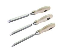 MKC Professional Woodworking Cabinetmakers Mortise Chisel Set Chrome-Vanadium Steel with Hornbeam Handles for Carpentry, Woodworking, Carving, Craftsman, Set of 3, 1/4”, 3/8”,1/2”