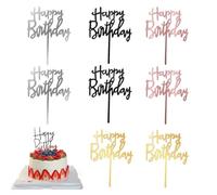 MKEAWWU 8 Pezzi Toppers Torta Compleanno, Decorazioni Per Cake Di Buon Compleanno, Happy Birthday Decorazioni, Happy Birthday Decorazione Per Torta (Oro Nero Argento Oro Pink)