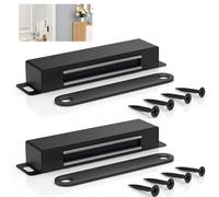 MKEAWWU Strong Magnets Heavy Duty 40kg Stainless Steel Magnetic Lock for Kitchen Cabinet, Black, Standard Size, 2 Pieces