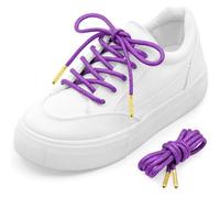 MKEHSH Round Glitter Shoe Laces: Sparkle Metallic Sneakers Shoelaces 1 Pair, 08 Purple With Golden Metal Tips, 47 inch(120CM)