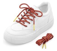 MKEHSH Round Glitter Shoe Laces: Sparkle Metallic Sneakers Shoelaces 1 Pair, 10 Red With Golden Metal Tips, 55 inch(140CM)