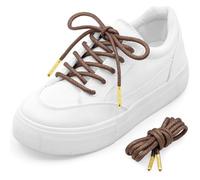 MKEHSH Round Glitter Shoe Laces: Sparkle Metallic Sneakers Shoelaces 1 Pair, 11 Red Brown With Golden Metal Tips, 47 inch(120CM)