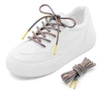 MKEHSH Round Glitter Shoe Laces: Sparkle Metallic Sneakers Shoelaces 1 Pair, 13 Tricolor With Golden Metal Tips, 47 inch(120CM)