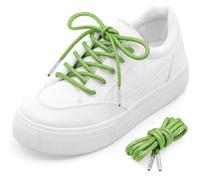 MKEHSH Round Glitter Shoe Laces: Sparkle Metallic Sneakers Shoelaces 1 Pair, 15 Grass Green With Silvery Metal Tips, 55 inch(140CM)