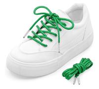 MKEHSH Round Glitter Shoe Laces: Sparkle Metallic Sneakers Shoelaces 1 Pair, 17 Green With Silvery Metal Tips, 31 inch(80CM)