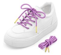 MKEHSH Round Glitter Shoe Laces: Sparkle Metallic Sneakers Shoelaces 1 Pair, 18 Light Purple With Golden Metal Tips, 39 inch(100CM)