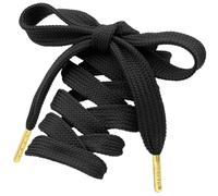 MKEHSH Thick Fat Shoe Laces: 18MM Wide Double Layer Flat Chunky Shoelaces 1 Pair, 01 Black With Golden Metal Tips, 63 inch(160CM)