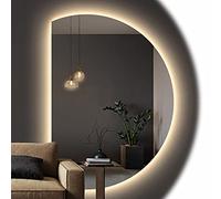 MKEING LED Wall Mirror - Large Half Circle Bathroom Mirror with Anti-fog & 3 Color Lights (25 * 35in, Left/Right Cut, Right, 30 * 43in(77 * 110cm))