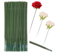 mkemka 100Pcs Plastic Floral Stem Green Florist Wires Plastic Flower Stems Florist Wire Green Artificial Stems Floral Rod Floral Wire Sticks for DIY Craft Bouquet Making (6.69 inch/17cm)