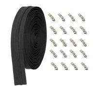 mkemka 10M Bulk Black Nylon Zipper with 20 Silvery Sliders for Sewing, Crafts & DIY Projects
