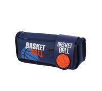 MKEMQXBEP Canvas Basketball Pencil Case Large Capacity Storage Flip Double Cartoon Stationery Box(Blue 1PC)