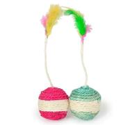 MKEMQXBEP Catnip Toy 2Pcs Cat Toy Sisal Scratching Ball Training Interactive Toy For Kitten Pet Cat Supplies Feather Toy Cat Toys Interactive