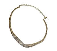 MKEMQXBEP European American Style Simple Metal Irregular Lava Water Rhinestone Choker Necklace Women's Jewelry(Gold 1PC)