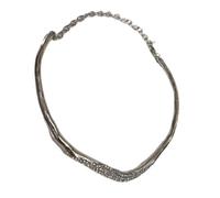 MKEMQXBEP European American Style Simple Metal Irregular Lava Water Rhinestone Choker Necklace Women's Jewelry(Silver 1PC)
