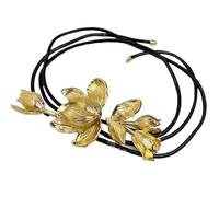 MKEMQXBEP Golden Tulip Flower Belt With Skirt Jeans Decorative Retro Black Leather Rope Waist Chain(Gold 1PC)