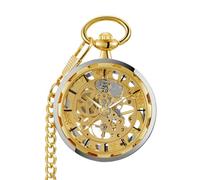 MKEMQXBEP Retro Steampunk Skeleton Mechanical Fob Pocket Watch Clock Necklace Pendant Men Women Chain Gift(White Gold 1pc)