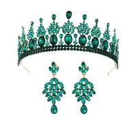 MKEMQXBEP Round Baroque Beauty Pageant Bride's Crown Headpiece Alloy Electroplated Crystal Wedding Headband Hair Accessory(COLOR 7)