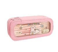 MKEMQXBEP Transparent Pencil Bag Panda Large Capacity Pencil Bag PVC Zipper Stationery Storage Bag(Pink 1PC)