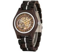 MKEMQXBEP Wood Watches Stylish Retro Wooden Automatic Mechanical Men Watches Roman Numerals Display Wristwatches(Ebony Wood 1PC)