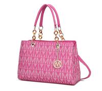 MKF Collection Crossbody Satchel Tote Handbag for Women, Shoulder Bag Strap - PU Leather Pocketbook - Top Handle Woman Purse, Ansera Fuchsia, L