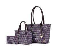 MKF Collection Satchel Bag for Women, Shoulder bag, Small Tote bag & Wristlet Purse Vegan Leather Handbag Purse by Mia K, Lady Dark Purple, L