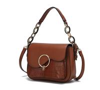 MKF Collection Satchel Bags for Women, Vegan Leather Shoulder bag, Crossbody bag Handbag Purse by Mia K, Croco Cognac, M