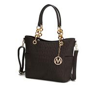 MKF Collection Shoulder Bag for Women, PU Leather Pocketbook Top-Handle Crossbody Purse Tote Satchel Handbag, Rylee Coffee, L