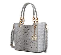 MKF Collection Shoulder Bag for Women, PU Leather Pocketbook Top-Handle Crossbody Purse Tote Satchel Handbag, Miriam White, L