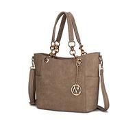 MKF Collection Shoulder Bag for Women, PU Leather Pocketbook Top-Handle Crossbody Purse Tote Satchel Handbag, Rylee Taupe, L