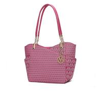 MKF Collection Signature Tote Bag for Women, Shoulder bag Vegan Leather Top-Handle Handbag Purse, Jules Fuschia, L