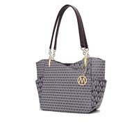 MKF Collection Signature Tote Bag for Women, Shoulder bag Vegan Leather Top-Handle Handbag Purse, Jules Dark Purple, L