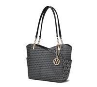 MKF Collection Signature Tote Bag for Women, Shoulder bag Vegan Leather Top-Handle Handbag Purse, Jules Black, L