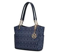 MKF Collection Tote Bag for Women - PU Leather-Top-Handle Satchel Shoulder Handbag, Braylee Navy, L