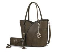 MKF Collection Tote Bag for Women,Vegan Leather Set Handbag Wallet Purse, Top-Handle Tote, Zoely Olive, M