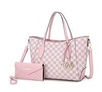 MKF Collection Tote bag for Women with Wristlet Wallet, Vegan Leather Top-Handle Shoulder Handbag Purse by Mia k, Gianna Pink, L