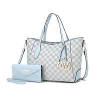 MKF Collection Tote bag for Women with Wristlet Wallet, Vegan Leather Top-Handle Shoulder Handbag Purse by Mia k, Gianna Light Blue, L