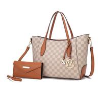 MKF Collection Tote bag for Women with Wristlet Wallet, Vegan Leather Top-Handle Shoulder Handbag Purse by Mia k, Gianna Cognac Brown, L