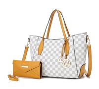 MKF Collection Tote bag for Women with Wristlet Wallet, Vegan Leather Top-Handle Shoulder Handbag Purse by Mia k, Gianna Mustard, L