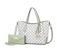 MKF Collection Tote bag for Women with Wristlet Wallet, Vegan Leather Top-Handle Shoulder Handbag Purse by Mia k, Gianna Mint, L