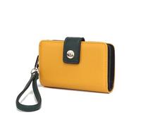 MKF Collection Wallet Wristlet for Women, Multi Compartment Color Block Wristlet Strap Purse By Mia K, Shira Yellow