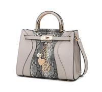 MKF Collection Women's Satchel Bag,Vegan Leather Top Handle Shoulder Bag Handbag Purse by Mia K, Cayden Light Grey, M