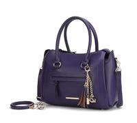 MKF Collection Women's Shoulder Bag, PU Leather Purse, Satchel Bag Crossbody Strap, Top Handle Large Handbag by Mia K, Valeria Purple, L