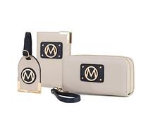 MKF Collection Women's Travel Gift 3 Piece Set - Wristlet Wallet -Passport Holder - Luggage Name Hang Tag by Mia K, Darla Ivory, S