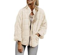 MKFTSM Women's Oversized Splice Quilted Casual Coat,Warm Stand Collar Long Sleeve Quilted Jacket,Loose Fit Puffer Zippered Jacket