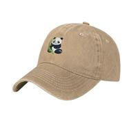 MKGOHLG Black Bamboo Shoots and Fat Pandas Printed Washed Cowboy Baseball Cap for Adults - Stylish and Breathable Hat, Natural, One Size