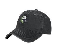 MKGOHLG Black Bamboo Shoots and Fat Pandas Printed Washed Cowboy Baseball Cap for Adults - Stylish and Breathable Hat, Black, One Size