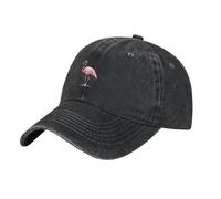 MKGOHLG Black Flamingo Gently Touching The Water Printed Washed Cowboy Baseball Cap for Adults - Stylish and Breathable Hat, Black, One size